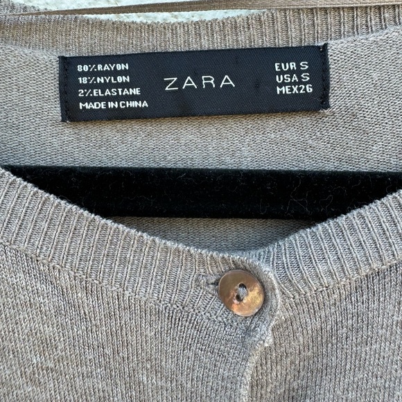 Zara Lightweight Button-Down Cardigan in Taupe - Picture 2 of 3